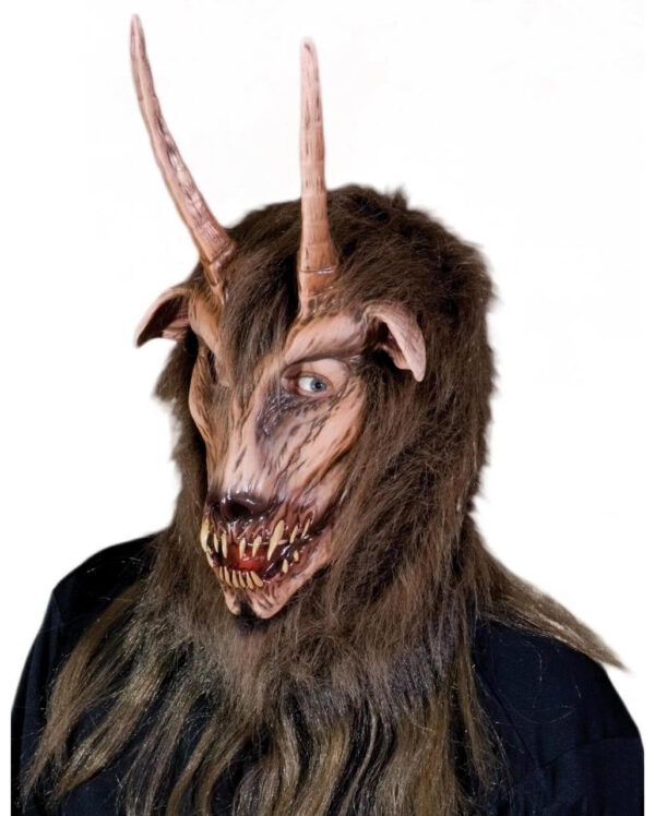 hoellenbist maske mit hoerner halloween maske horror maske daemon maske bild1 14239