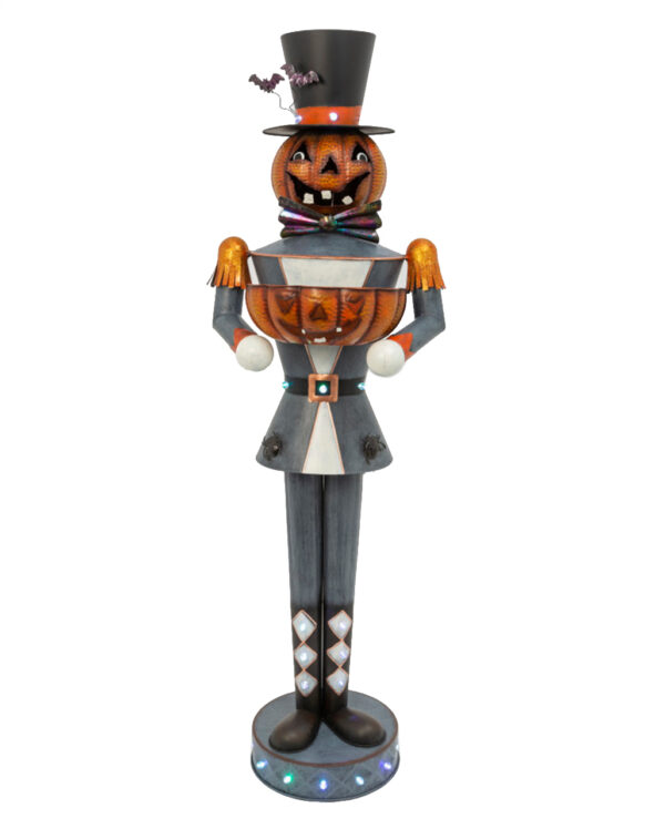 leuchtender metall kuerbis butler in uniform 158cm lighted metal pumpkin halloween greeter trick or treat aufsteller 54266