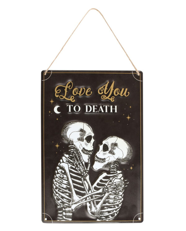 love you to death skelettpaerchen metallschild love you to death hanging metal sign gothic geschenk hochzeit 56544