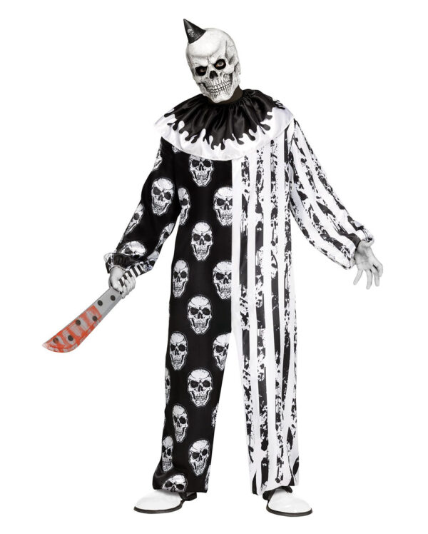 skelett horror clown kostuem mit maske skele klown adult costume with mask killerclown halloween anzug 54233