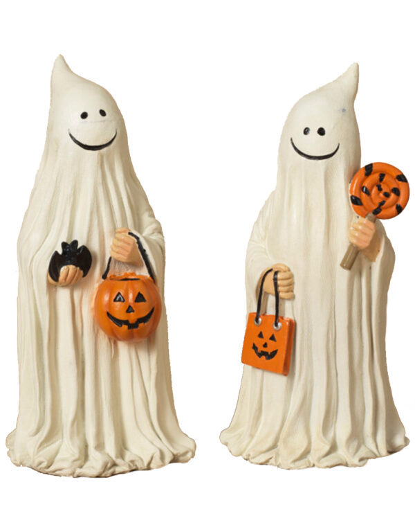 suesser geist mit trick or treat koerbchen 24cm halloween ghost figurine halloween geist figur 54274