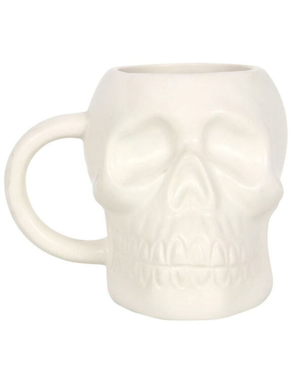 weisse matte totenkopf tasse matte white skull mug totenschaedel tasse gothic wohnaccessoire 54297 01