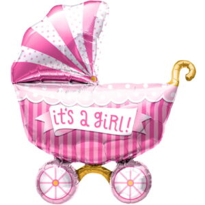 Folienballon Kinderwagen - It´s a Girl - Rosafarbener Folienballon