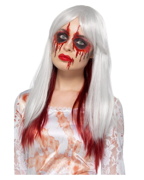 Deluxe Ombre Perücke grau-rot für Karneval & Fasching